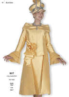 Aussie Austin <br> (Fall & Winter 2025) <br> AA6017 <br> <br> Gold  <br>   Red <br> 14 16 18 20 22 24 26<br><br>Long Jacket/Skirt <br> Twill Satin