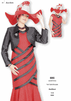 Aussie Austin <br> (Fall & Winter 2025) <br> AA6065 <br> <br> Red/Black <br> 10 12 14 16 18 20 22 24 26<br><br>Jacket/Dress <br> Twill Satin/Brocade