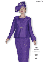 Aussie Austin <br> (Fall & Winter 2025) <br> AA5909 <br> <br> Purple  <br>   White <br> 8 10 12 14 16 18 20 22 24 26<br><br>Jacket/Dress <br> Twill Satin/Brocade