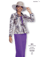 Aussie Austin <br> (Fall & Winter 2025) <br> AA5915 <br> <br> Silver/Purple <br> 8 10 12 14 16 18 20 22 24 26<br><br>Jacket/Skirt/Camisole <br> Twill Satin/Novelty Brocade