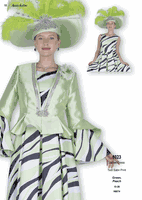 Aussie Austin <br> (Fall & Winter 2025) <br> AA6023 <br> <br> Green  <br>   Peach <br> 10 12 14 16 18 20 22 24 26<br><br>Jacket/Dress <br> Twill Satin Print