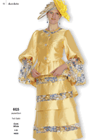 Aussie Austin <br> (Fall & Winter 2025) <br> AA6025 <br> <br> Gold  <br>   White <br> 8 10 12 14 16 18 20 22 24 26<br><br>Jacket/Skirt <br> Twill Satin