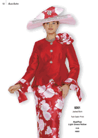 Aussie Austin <br> (Fall & Winter 2025) <br> AA6061 <br> <br> Red/Pink <br> 8 10 12 14 16 18 20 22 24 26<br><br>Jacket/Skirt <br> Twill Satin Print