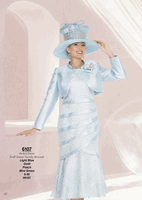 Champagne Italy <br> (Fall/Winter 2026) <br> CH6107 <br> <br> Light-Blue  <br>  Peach  <br>  Mint-Green <br> 8 10 12 14 16 18 20 22 24 26<BR><BR>Jacket/Dress<BR>Twill Satine/Novelty Brocade