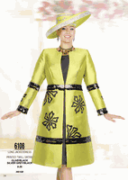 Champagne Italy <br> (Spring/Summer 2026) <br> CH6108 <br> <br> Olive/Black  <br>  Silver-Gray/Black <br> 8 10 12 14 16 18 20 22 24 26<BR><BR>Long Jacket/Dress<BR>Printed Twill Satine