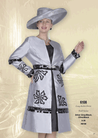 Champagne Italy <br> (Fall/Winter 2026) <br> CH6108 <br> <br> Silver-Grey/Black  <br>  Olive/Black <br> 8 10 12 14 16 18 20 22 24 26<BR><BR>Long Jacket/Dress<BR>Twill Satine