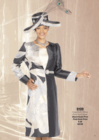 Champagne Italy <br> (Fall/Winter 2026) <br> CH6109 <br> <br> Black/Gold-Print  <br>  Pink/Gold-Print <br> 8 10 12 14 16 18 20 22 24 26<BR><BR>Long Jacket/Dress<BR>Print Twill Satine