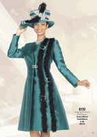 Champagne Italy <br> (Fall/Winter 2026) <br> CH6110 <br> <br> Green/Black  <br>  Gold/Black <br> 8 10 12 14 16 18 20 22 24 26<BR><BR>Long Jacket/Dress<BR>Twill Satine