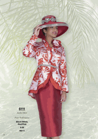 Champagne Italy <br> (Fall/Winter 2026) <br> CH6111 <br> <br> Black/White  <br>  Red/Pink <br> 8 10 12 14 16 18 20 22 24 26<BR><BR>Jacket/Skirt<BR>Print Twill Satine