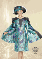 Champagne Italy <br> (Fall/Winter 2026) <br> CH6112 <br> <br> Green/Black  <br>  Fuchsia/Black <br> 8 10 12 14 16 18 20 22 24 26<BR><BR>Long Jacket/Dress<BR>Print Twill Satine