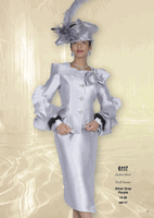 Champagne Italy <br> (Fall/Winter 2026) <br> CH6117 <br> <br> Silver-Grey  <br>  Purple <br> 14 16 18 20 22 24 26<BR><BR>Jacket/Skirt<BR>Twill Satine