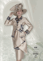 Champagne Italy <br> (Fall/Winter 2026) <br> CH6118 <br> <br> Cream/Black  <br>  Black/White <br> 8 10 12 14 16 18 20 22 24 26<BR><BR>Long Jacket/Skirt<BR>Twill Satine