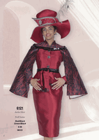 Champagne Italy <br> (Fall/Winter 2026) <br> CH6121 <br> <br> Red/Black  <br>  Green/Black <br> 8 10 12 14 16 18 20 22 24 26<BR><BR>Jacket/Skirt<BR>Twill Satine