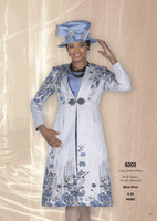 Champagne Italy <br> (Fall/Winter 2026) <br> CH6303 <br> <br> Blue-Print <br> 8 10 12 14 16 18 20 22 24 26<BR><BR>Long Jacket/Dress<BR>Twill Satine/Novelty Brocade