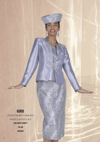 Champagne Italy <br> (Fall/Winter 2026) <br> CH6305 <br> <br> Silver-Grey <br> 14 16 18 20 22 24 26<BR><BR>Jacket/Skirt/Camisole<BR>Twill Satine/Lace