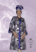 Champagne Italy <br> (Fall/Winter 2026) <br> CH6311 <br> <br> Purple <br> 8 10 12 14 16 18 20 22 24 26<BR><BR>Long Jacket/Dress<BR>Printed Brocade/Twill Satine