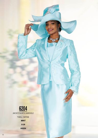 Champagne Italy <br> (Spring/Summer 2026) <br> CH6204 <br> <br> Mint <br> 8 10 12 14 16 18 20 22 24 26<BR><BR>Jacket/Skirt/Camisole<BR>Twill Satine