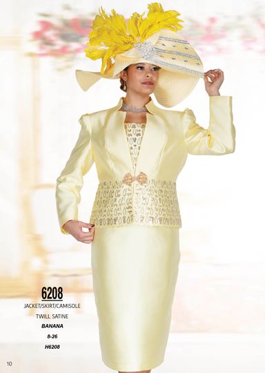 Champagne Italy <br> (Spring/Summer 2026) <br> CH6208 <br> <br> Banana <br> 8 10 12 14 16 18 20 22 24 26<BR><BR>Jacket/Skirt/Camisole<BR>Twill Satine