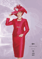 Champagne Italy <br> (Fall/Winter 2026) <br> CH6211 <br> <br> Red  <br>  Lilac <br> 10 12 14 16 18 20 22 24 26<BR><BR>Jacket/Camisole/Skirt<BR>Twill Satin