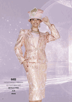 Champagne Italy <br> (Fall/Winter 2026) <br> CH6402 <br> <br> Metallic-Pink <br> 8 10 12 14 16 18 20 22 24 26<BR><BR>Jacket/Skirt/Camisole<BR>Metalic Brocade