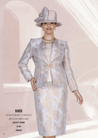 Champagne Italy <br> (Fall/Winter 2026) <br> CH6403 <br> <br> Dusty-Pink <br> 8 10 12 14 16 18 20 22 24 26<BR><BR>Jacket/Skirt/Camisole<BR>Metalic Brocade