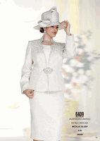 Champagne Italy <br> (Spring/Summer 2026) <br> CH6409 <br> <br> Metallic-Silver <br> 8 10 12 14 16 18 20 22 24 26<BR><BR>Jacket/Skirt/Camisole<BR>Metallic Brocade