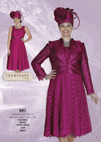 Champagne Italy <br> (Fall/Winter 2026) <br> CH6411 <br> <br> Fuchsia  <br>  White  <br>  Light-Gold <br> 8 10 12 14 16 18 20 22 24 26<BR><BR>Jacket/Long Dress<BR>Metalic Brocade/Lace