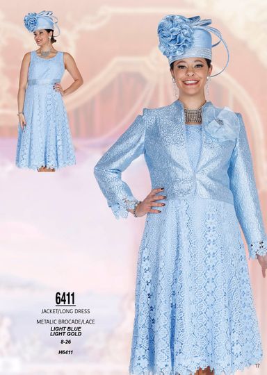 Champagne Italy <br> (Spring/Summer 2026) <br> CH6411 <br> <br> Light-Blue  <br>  Light-Gold <br> 8 10 12 14 16 18 20 22 24 26<BR><BR>Jacket/Dress<BR>Metallic Brocade/Lace