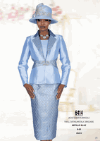 Champagne Italy <br> (Spring/Summer 2026) <br> CH6414 <br> <br> Metallic-Blue <br> 8 10 12 14 16 18 20 22 24 26<BR><BR>Jacket/Skirt/Camisole<BR>Twill Satine/Metallic Brocade