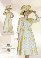 Champagne Italy <br> (Fall/Winter 2026) <br> CH6416 <br> <br> Peach  <br>  Gold <br> 8 10 12 14 16 18 20 22 24 26<BR><BR>Jacket/Dress<BR>Metalic Novelty Brocade