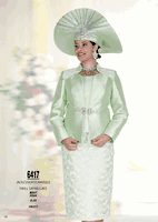 Champagne Italy <br> (Spring/Summer 2026) <br> CH6417 <br> <br> Mint  <br>  Pink <br> 8 10 12 14 16 18 20 22 24 26<BR><BR>Jacket/Skirt/Camisole<BR>Twill Satine/Lace