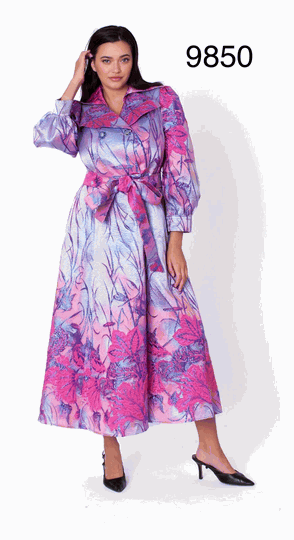 Chancele <br> (2026) <br> c9850 <br> <br> Pink/Multi <br> 6 8 10 12 14 16 18<BR><BR>Floral Jacquard Belted Midi Dress