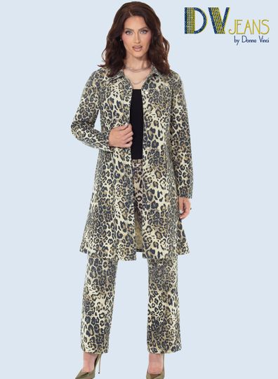D.V. Jeans <br> (Fall 2025) <br> DV8503 <br> <br> ANIMAL-PRINT <br> S M L XL 1X 2X<BR><BR>2pc. Jacket & Pant Set