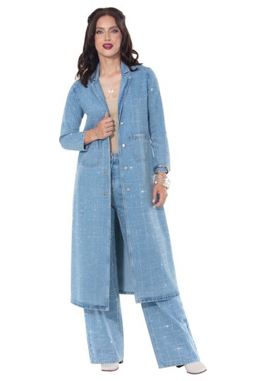 D.V. Jeans <br> (Fall 2025) <br> DV8505 <br> <br> BLUE <br> S M L XL 1X 2X<BR><BR>2pc. Duster & Pant Set