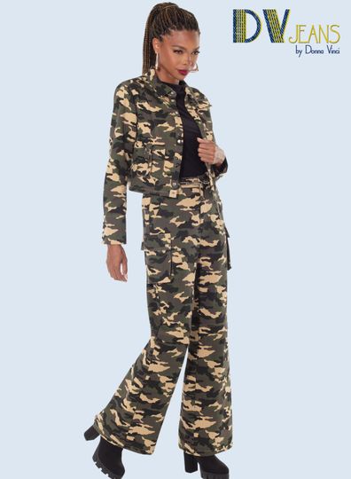 D.V. Jeans <br> (Fall 2025) <br> DV8511 <br> <br> GREEN-CAMO <br> S M L XL 1X 2X<BR><BR>2pc. Jacket & Pant Set
