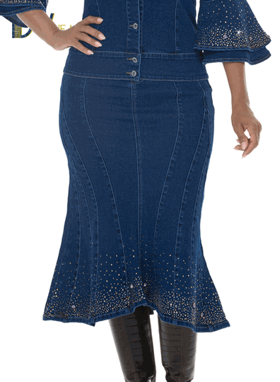 D.V. Jeans <br> (Fall 2026) <br> DV8523-S <br> <br> DARK BLUE <br> S M L XL 1X 2X<BR><BR>Denim Skirt