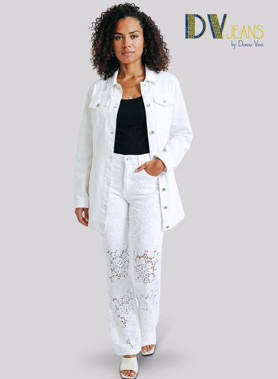 D.V. Jeans <br> (Spring 2026) <br> DV8515-WH <br> <br> WHITE <br> S M L XL 1x 2x<BR><BR>2pc. Jacket & Pant Set
