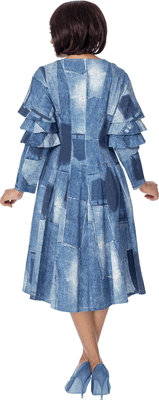 Devine Sport <br> (Fall 2026) <br> DS800351 <br> <br> Blue-Multi <br> 8 10 12 14 16 18 20 22 24<br><br>Soft Denim <br>1 Piece Dress