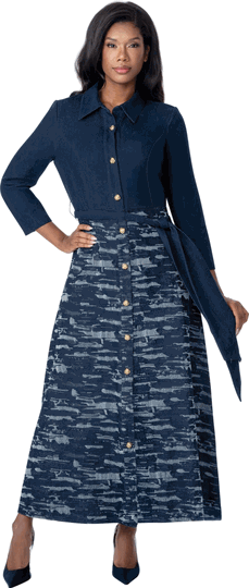 Devine Sport <br> (Fall 2026) <br> DS800321 <br> <br> Blue <br> 8 10 12 14 16 18 20 22 24<br><br>Soft Denim <br>1 Piece Dress