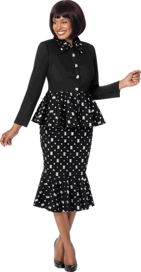 Devine Sport <br> (Fall 2026) <br> DS800342 <br> <br> Black <br> 8 10 12 14 16 18 20 22 24<br><br>Soft Denim <br>2 Piece Skirt Suit