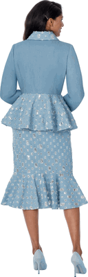 Devine Sport <br> (Fall 2026) <br> DS800342 <br> <br> Light-Blue <br> 8 10 12 14 16 18 20 22 24<br><br>Soft Denim <br>2 Piece Skirt Suit