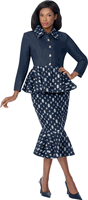 Devine Sport <br> (Fall 2026) <br> DS800342 <br> <br> Navy <br> 8 10 12 14 16 18 20 22 24<br><br>Soft Denim <br>2 Piece Skirt Suit