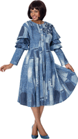 Devine Sport <br> (Fall 2026) <br> DS800351 <br> <br> Blue-Multi <br> 8 10 12 14 16 18 20 22 24<br><br>Soft Denim <br>1 Piece Dress