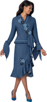 Devine Sport <br> (Fall 2026) <br> DS800432 <br> <br> Blue <br> 8 10 12 14 16 18 20 22 24<br><br>Soft Denim <br>2 Piece Skirt Suit