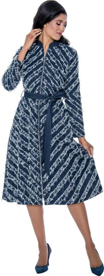 Devine Sport <br> (Fall/Winter 2024) <br> DS800111 <br> <br> Blue <br> 8 10 12 14 16 18  <br> 16w 18w 20w 22w 24w 26w<br><br>Zip up Dress with Tie Belt