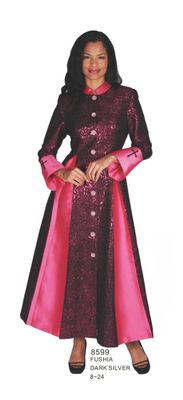 Diana Collection <br> (Spring/Summer 2026) <br> D8599 <br><br>Fuchsia  <br>   Dark-Grey <br> 8 10 12 14 16 18 20 22 24<br><br>Brocade<br>1 pc Robe