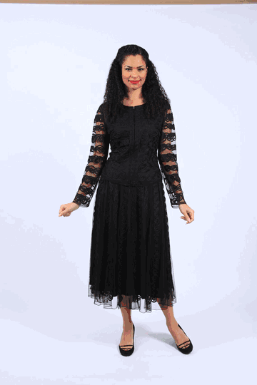 Diana Collection <br> (Spring/Summer 2026) <br> D8701 <br><br>Black <br> 8 10 12 14 16 18 20 22 24<br><br>Lace<br>2 pc Suit