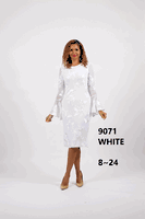 Diana Collection <br> (Fall/Holiday 2025) <br> D9071 <br><br>WHITE <br> 8 10 12 14 16 18 20 22 24<br><br>LACE<br>1 Piece Dress