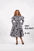 Diana Collection <br> (Fall/Holiday 2025) <br> D9081 <br><br>BLACK/WHITE <br> 8 10 12 14 16 18 20 22 24<br><br>PRINT<br>1 Piece Dress