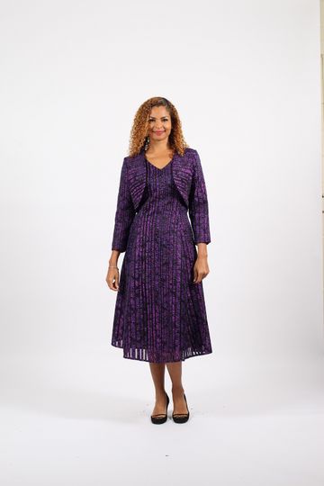 Diana Collection <br> (Fall/Holiday 2025) <br> D9089 <br><br>PURPLE <br> 8 10 12 14 16 18 20 22 24<br><br>JACQUARD<br>2 Piece Dress